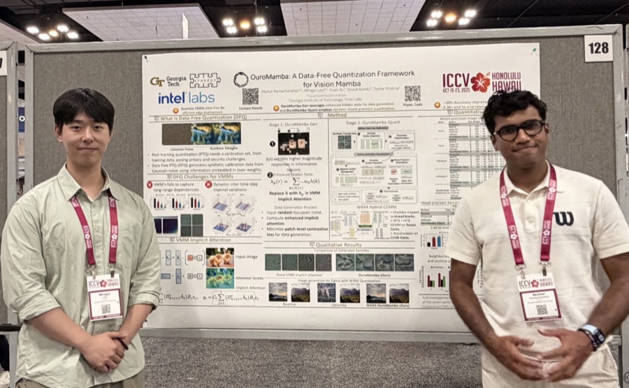 Mingyu Lee and Akshat Ramachandran presenting OuroMamba at ICCV 2025